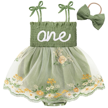 HONGTEYA Baby Girl 1st Birthday Outfit First Romper Tulle Dress Gifts